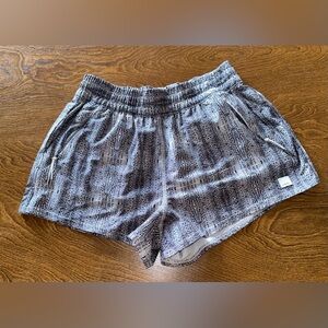 Vuori Grey and White Dash Shorts, size small.